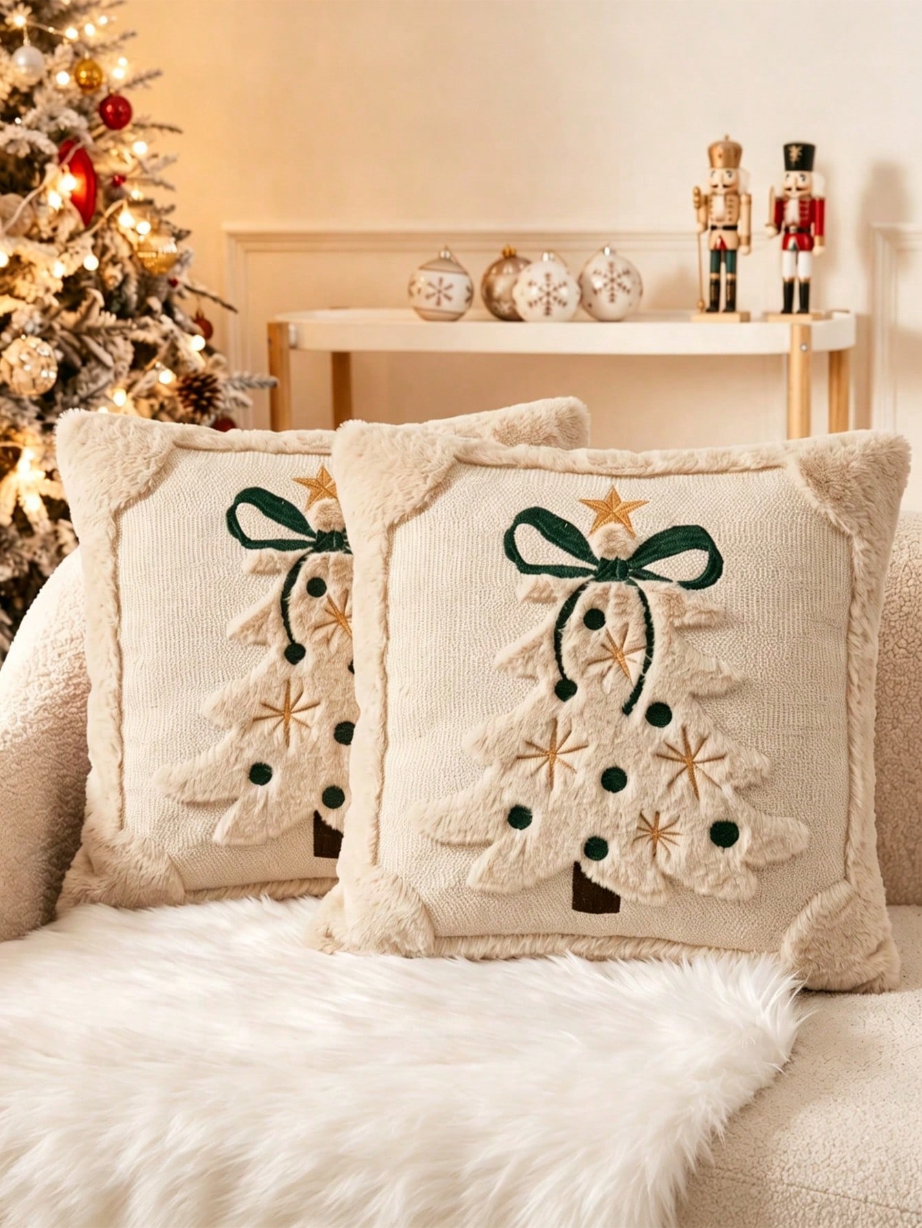 Pillow Insert 18X18 - 2pcs 3D Jacquard Christmas Tree With